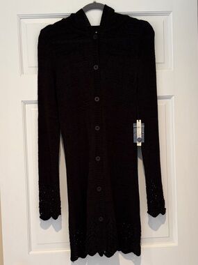 NWT Vertigo Paris Black Knit Cardigan Lace Detail